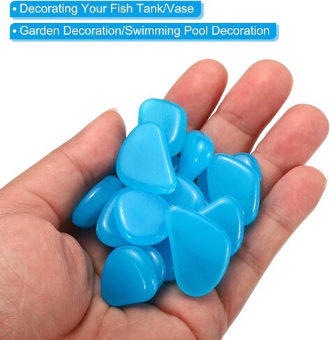 MECCANIXITY 100pcs Glow Rocks 20-30mm Glow Pebbles Decoration in The Dark Luminous Stones Decor DIY Decorative Blue for Garden, Potted Plant, Fish Tank in Saudi Arabia