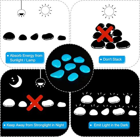 MECCANIXITY 100pcs Glow Rocks 20-30mm Glow Pebbles Decoration in The Dark Luminous Stones Decor DIY Decorative Blue for Garden, Potted Plant, Fish Tank in Saudi Arabia