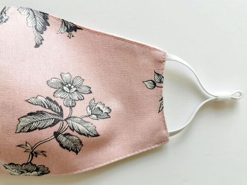 Pink Face Mask, Toile De Jouy Facemask for Women, With Ear Loops and Adjustable Locks, One Size in Saudi Arabia