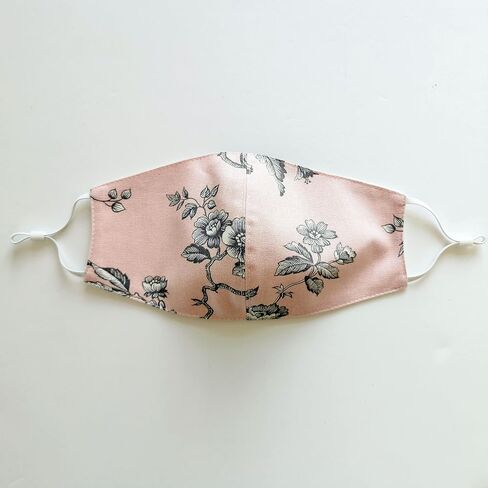 Pink Face Mask, Toile De Jouy Facemask for Women, With Ear Loops and Adjustable Locks, One Size in Saudi Arabia