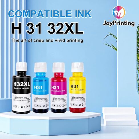 32XL Black Ink Bottle Compatible HP 31 32XL Ink Work for Smart Tank 7301 7001 7602 5000 6001 5101 5102 Plus 651 551 455 457 450 All-in-One Ink-Tank (135ML 32XL Black, 2 Pack) in Kuwait