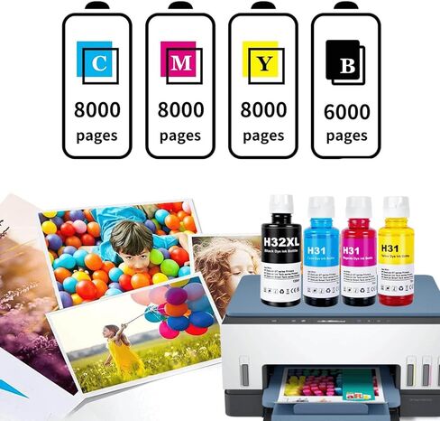 32XL Black Ink Bottle Compatible HP 31 32XL Ink Work for Smart Tank 7301 7001 7602 5000 6001 5101 5102 Plus 651 551 455 457 450 All-in-One Ink-Tank (135ML 32XL Black, 2 Pack) in Kuwait
