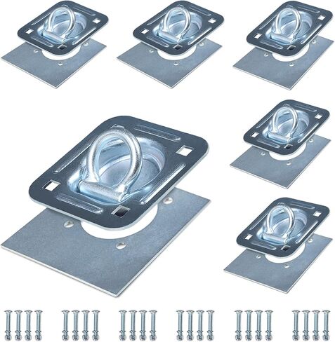 Recessed Tie Down D-Rings Anchor x 4Pack, 6,000 lb. Capacity, Bolt-on, with Backing Support Plates, for Flatbed Trailer/Truck, Great for Securing Equipment, Cargo and Other Loads in Saudi Arabia