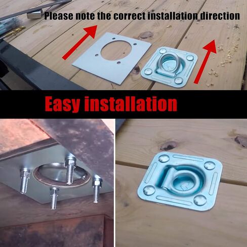 Recessed Tie Down D-Rings Anchor x 4Pack, 6,000 lb. Capacity, Bolt-on, with Backing Support Plates, for Flatbed Trailer/Truck, Great for Securing Equipment, Cargo and Other Loads in Saudi Arabia