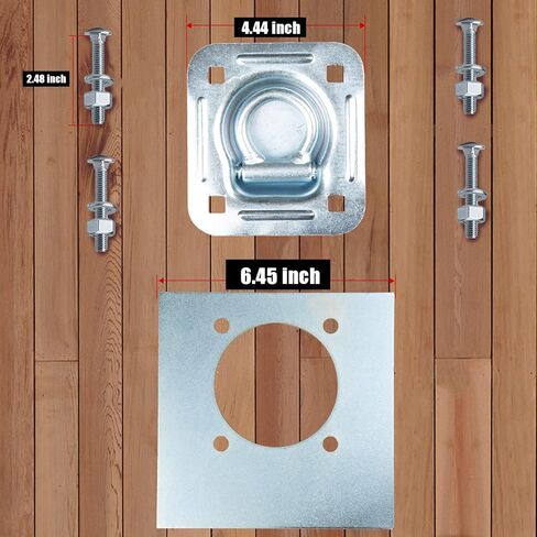 Recessed Tie Down D-Rings Anchor x 4Pack, 6,000 lb. Capacity, Bolt-on, with Backing Support Plates, for Flatbed Trailer/Truck, Great for Securing Equipment, Cargo and Other Loads in Saudi Arabia
