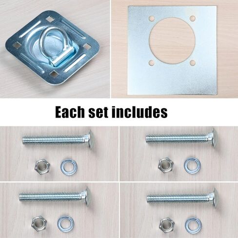 Recessed Tie Down D-Rings Anchor x 4Pack, 6,000 lb. Capacity, Bolt-on, with Backing Support Plates, for Flatbed Trailer/Truck, Great for Securing Equipment, Cargo and Other Loads in Saudi Arabia
