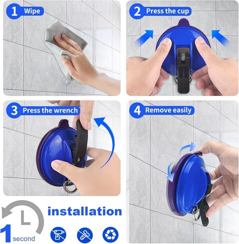 UPGRADE-4 قطع أكواب شفط شديدة التحمل للتخييم، كوب شفط مفرغ مع 8 قطع خطافات و4 قطع مشابك قماش القنب، مرساة جدارية لأكواب الشفط الخارجية لإكسسوارات قماش القنب للتخييم، مظلة جانبية للسيارة in Kuwait