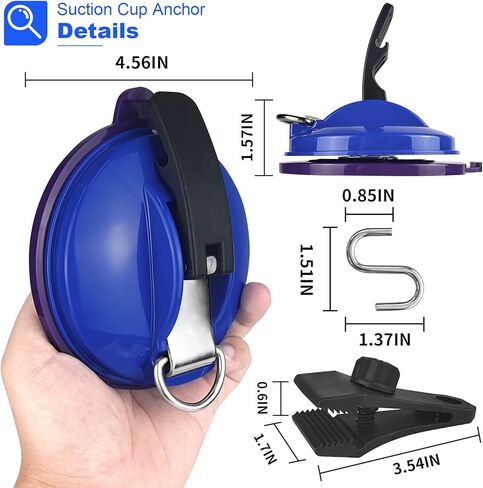 UPGRADE-4 قطع أكواب شفط شديدة التحمل للتخييم، كوب شفط مفرغ مع 8 قطع خطافات و4 قطع مشابك قماش القنب، مرساة جدارية لأكواب الشفط الخارجية لإكسسوارات قماش القنب للتخييم، مظلة جانبية للسيارة in Kuwait