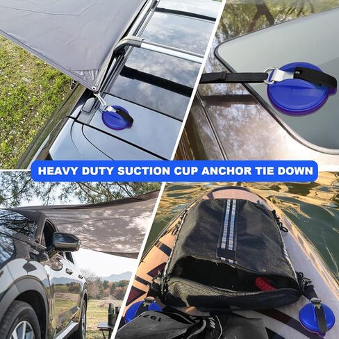 UPGRADE-4 قطع أكواب شفط شديدة التحمل للتخييم، كوب شفط مفرغ مع 8 قطع خطافات و4 قطع مشابك قماش القنب، مرساة جدارية لأكواب الشفط الخارجية لإكسسوارات قماش القنب للتخييم، مظلة جانبية للسيارة in Kuwait