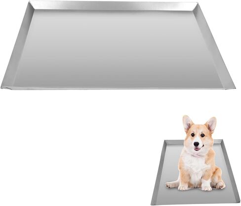 صينية قفص معدنية للكلاب، صينية قفص للكلاب الصغيرة متوافقة مع منازل الحيوانات الأليفة والغرب الأوسط الدقيقة للحيوانات الأليفة، صينية بديلة لقفص الكلاب مقاومة للمضغ والتشقق (16.53 × 12.59 × 0.78 بوصة) in Kuwait