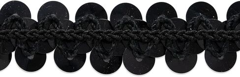 1 Row 3/8" Metallic Stretch Sequin Black | (10 Yard Cut) Trim in Saudi Arabia