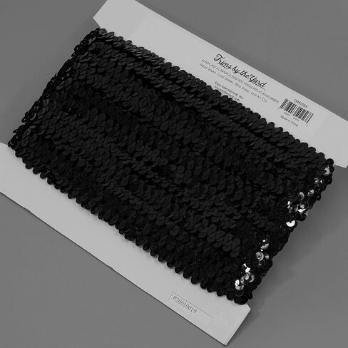 1 Row 3/8" Metallic Stretch Sequin Black | (10 Yard Cut) Trim in Saudi Arabia