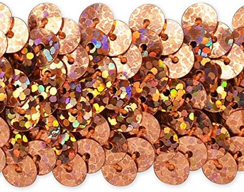 Trims by The Yard 3-Row Starlight Hologram Sequin Stretch Trim, 1 1/4-Inch Versatile Sequins for Crafts, Durable Sequin Trim for Costumes, Fashion, and Home Decor, 20 Yards Cut, Gold in Saudi Arabia