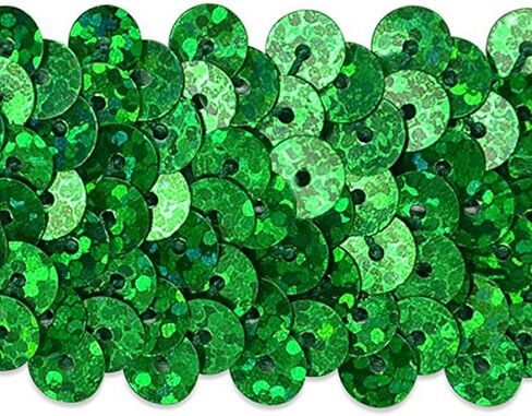 Trims by The Yard 3-Row Starlight Hologram Sequin Stretch Trim, 1 1/4-Inch Versatile Sequins for Crafts, Durable Sequin Trim for Costumes, Fashion, and Home Decor, 20 Yards Cut, Gold in Saudi Arabia