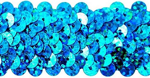 Trims by The Yard 3-Row Starlight Hologram Sequin Stretch Trim, 1 1/4-Inch Versatile Sequins for Crafts, Durable Sequin Trim for Costumes, Fashion, and Home Decor, 20 Yards Cut, Gold in Saudi Arabia