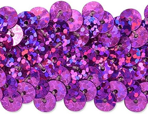 Trims by The Yard 3-Row Starlight Hologram Sequin Stretch Trim, 1 1/4-Inch Versatile Sequins for Crafts, Durable Sequin Trim for Costumes, Fashion, and Home Decor, 20 Yards Cut, Gold in Saudi Arabia