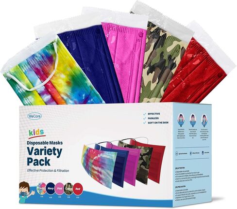 WECARE Disposable Kids Face Masks - 50 Variety Pack in Saudi Arabia