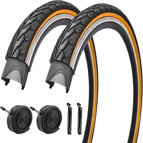 2 Pack 700x35C Road Bike Tires Brown Wall with 2 Levers 48mm Presta Valves with or Without Inner Tubes Bicycle Tire Foldable Replacement Tires for City Street Commuter Comfort Tires in Saudi Arabia