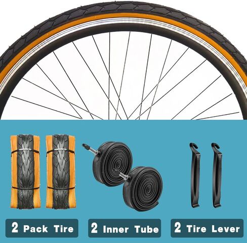 2 Pack 700x35C Road Bike Tires Brown Wall with 2 Levers 48mm Presta Valves with or Without Inner Tubes Bicycle Tire Foldable Replacement Tires for City Street Commuter Comfort Tires in Saudi Arabia