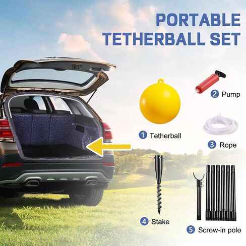 مجموعة كرة الحبل مع قاعدة - مجموعة كرة الحبل شديدة التحمل، كرة وحبل وعمود بطول 9.1 قدم - مجموعة كرة حبل محمولة للأطفال والكلاب في الفناء الخلفي in Kuwait