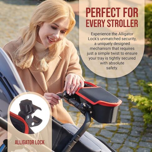 Universal Stroller Snack Tray with Cup Holder 2 in 1 - Non Slip Clip On Stroller Tray Attachment - Fit Most Strollers - Baby Stroller Accessories - Universal Stroller Cup Holder and Snack Tray in Saudi Arabia
