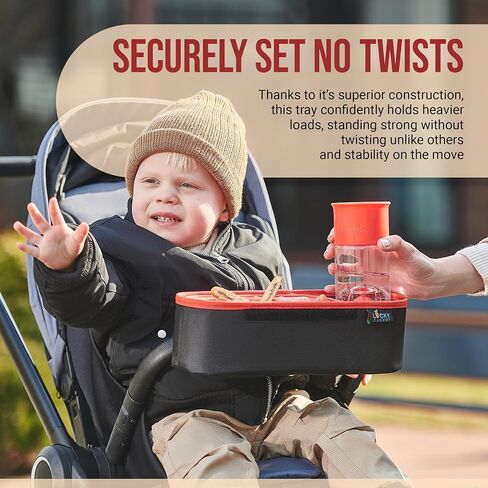 Universal Stroller Snack Tray with Cup Holder 2 in 1 - Non Slip Clip On Stroller Tray Attachment - Fit Most Strollers - Baby Stroller Accessories - Universal Stroller Cup Holder and Snack Tray in Saudi Arabia