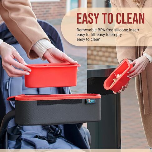 Universal Stroller Snack Tray with Cup Holder 2 in 1 - Non Slip Clip On Stroller Tray Attachment - Fit Most Strollers - Baby Stroller Accessories - Universal Stroller Cup Holder and Snack Tray in Saudi Arabia