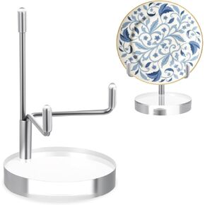 Adjustable Metal Arm Display Stand Easel with Round Acrylic Base Small Display Easel Holder for Crystal Seashell Geodes Rock Small Collection (Silver, 2 x 2 x 3 Inch) in Saudi Arabia