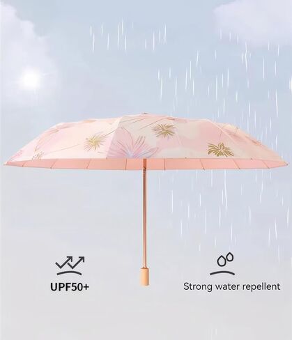 Meichoon UPF50+ Large Umbrella UV Protection Upgrade Thickened Double-bone Fiberglass Stylish & Durable 16-Bone Windproof Compact Travel Sun & Rain Parasol Flower Vintage Design for Women in Saudi Arabia