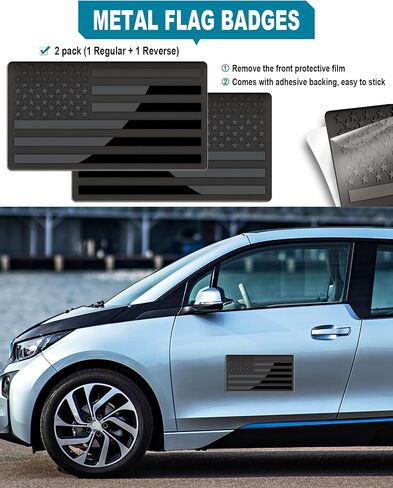 American Flag License Plate for Front Bumper, Black Aluminum Car Tag Frame Cover with 3D Embossed USA Flag Pattern, with Screws, Metal Decals in Saudi Arabia