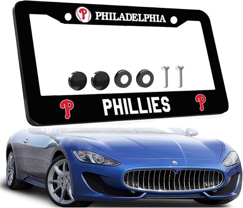 1PCS Black License Plate Frames for Yankees, Car License Plate Bracket Holder, Premium Aluminum Alloy Weather Proof License Plate Covers with Screw Caps Cover Set Car Accessories in Saudi Arabia