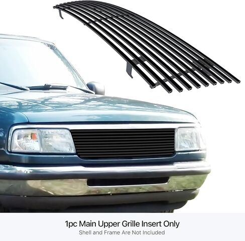 APS Compatible with Ford Ranger 1993-1997 Main Upper Stainless Steel SS Black Billet Front Grill Grille Insert F85013H in Saudi Arabia
