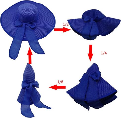 Womens Sun Straw Hat Wide Brim UPF 50 Summer Hat Foldable Roll up Floppy Beach Hats in Saudi Arabia