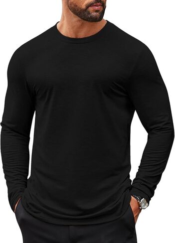 COOFANDY Mens Long Sleeve T Shirts Casual Crew Neck Tee Shirts Lightweight Soft Pullover Tops in Kuwait