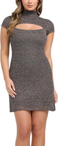 GUESS Women's Short Sleeve Mock Neck Open Stitch Lacey Dress in Saudi Arabia