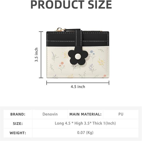Small Wallets for Women, Cute Bifold Floral Flowers Ladies Wallet, Compact Credit Card Holder Cash Zipper Pocket with ID Window for Female (Black) in Saudi Arabia