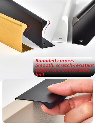 No Drill Cabinet Handles - Modern Minimalist Invisible Drawer Pulls, Adhesive Mount Stainless Steel Kitchen & Wardrobe Handles(Milk,L 50cm/19.7") in Saudi Arabia