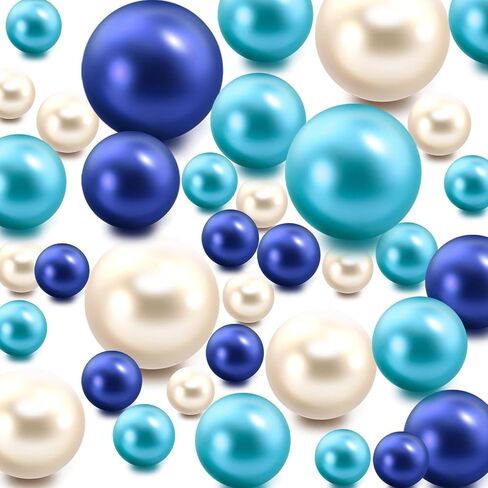 Vase Filler Beads 100PCS Royal Blue Floating Bead for Centerpieces Vases Fake Pearl for Floating Candles Wedding Table Birthday Theme Party Home Decor Makeup Brush Beads No Hole 20/14/10mm in Saudi Arabia