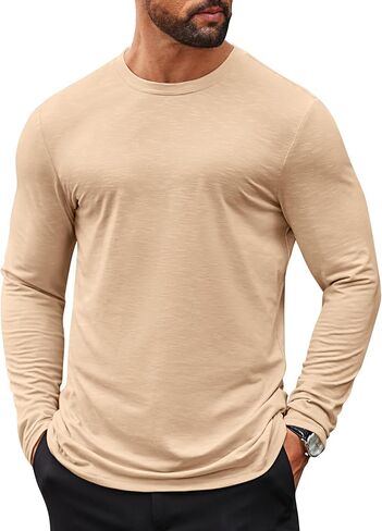COOFANDY Mens Long Sleeve T Shirts Casual Crew Neck Tee Shirts Lightweight Soft Pullover Tops in Kuwait