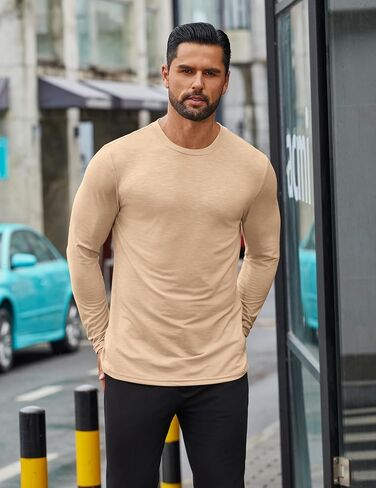 COOFANDY Mens Long Sleeve T Shirts Casual Crew Neck Tee Shirts Lightweight Soft Pullover Tops in Kuwait