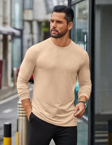 COOFANDY Mens Long Sleeve T Shirts Casual Crew Neck Tee Shirts Lightweight Soft Pullover Tops in Kuwait
