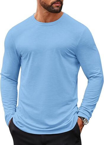 COOFANDY Mens Long Sleeve T Shirts Casual Crew Neck Tee Shirts Lightweight Soft Pullover Tops in Kuwait