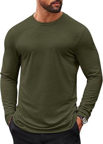 COOFANDY Mens Long Sleeve T Shirts Casual Crew Neck Tee Shirts Lightweight Soft Pullover Tops in Kuwait