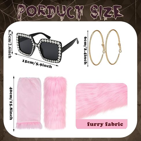 Ramede 5 Pcs Halloween Reality TV Personality Costume Accessories Leopard Dress Earrings Wig Leg Warmer Sunglasses Women in Saudi Arabia