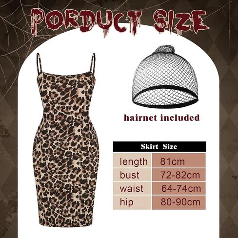 Ramede 5 Pcs Halloween Reality TV Personality Costume Accessories Leopard Dress Earrings Wig Leg Warmer Sunglasses Women in Saudi Arabia