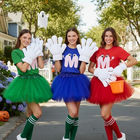 Geyoga 6 Pcs Letter M Halloween Costumes Set Include T-Shirt Tutu Skirts Jumbo Cartoon Gloves Socks for Women in Saudi Arabia