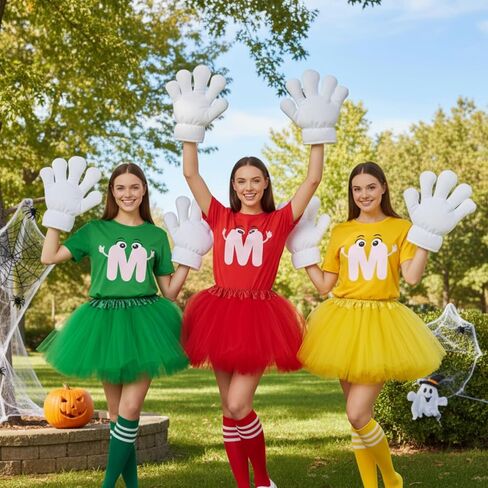 Geyoga 6 Pcs Letter M Halloween Costumes Set Include T-Shirt Tutu Skirts Jumbo Cartoon Gloves Socks for Women in Saudi Arabia