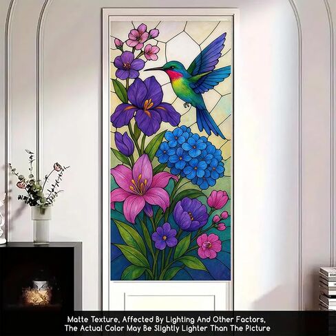 Sunflower Window Film Stained Glass Style Privacy Panel Static Cling Decorative Cover for Kitchen Door Porch Bathroom 17.7x39.3 inch in Kuwait