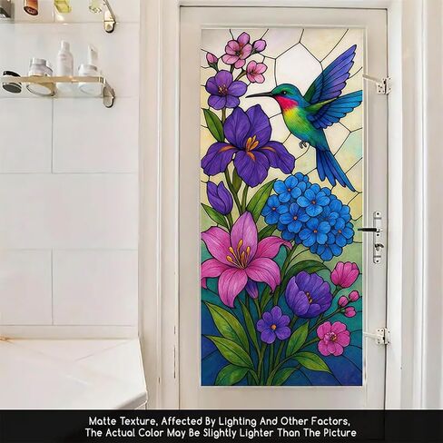 Sunflower Window Film Stained Glass Style Privacy Panel Static Cling Decorative Cover for Kitchen Door Porch Bathroom 17.7x39.3 inch in Kuwait