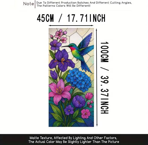 Sunflower Window Film Stained Glass Style Privacy Panel Static Cling Decorative Cover for Kitchen Door Porch Bathroom 17.7x39.3 inch in Kuwait